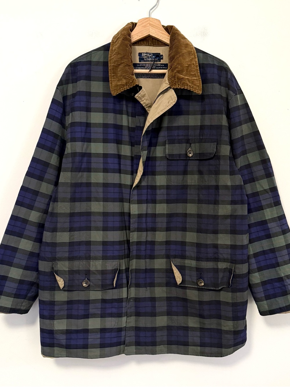 VTG Polo Ralph Lauren Oilskin Waxed Plaid Hunting Barn Jacket